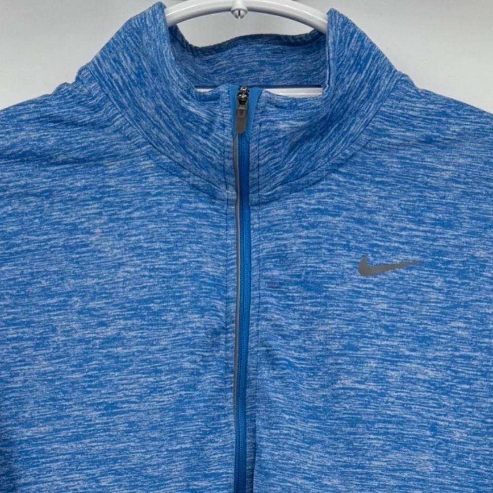 Nike Running Dri-FIT Blue Space Dye Quarter Zip Pullover Thumbholes 685910-436 S